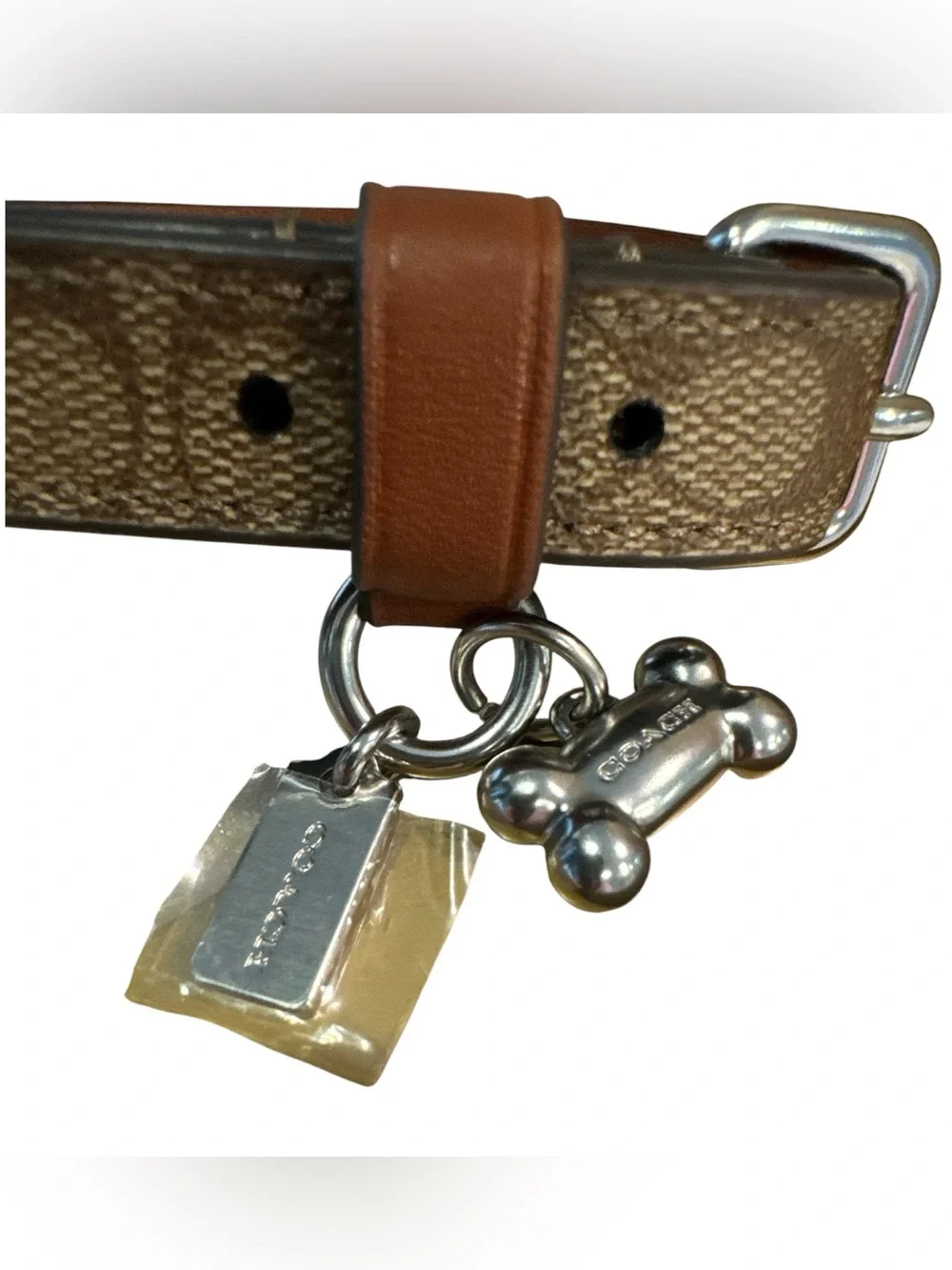 Coach Boxed Pet Collar in Signature Brown Canvas- Small